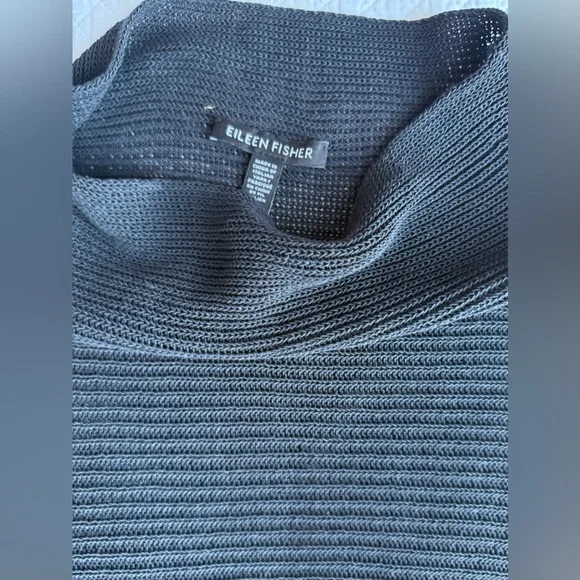 Eileen Fisher Organic Linen Cotton Funnel Neck Box-Top in Black Size S/M - Picture 8 of 12